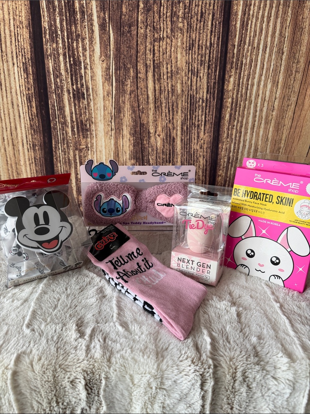 Crème Shop Pink Teddy Headband - Soft Spa Hair Wrap Bundle